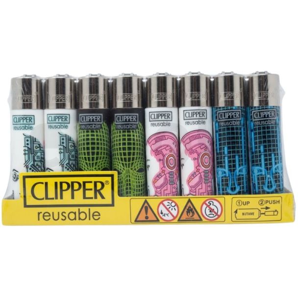 Clipper Reusable AI Faces Design Lighters - Assorted
