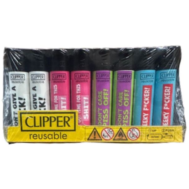 Clipper Reusable Bold Attitude Slogan Design Lighters - Assorted