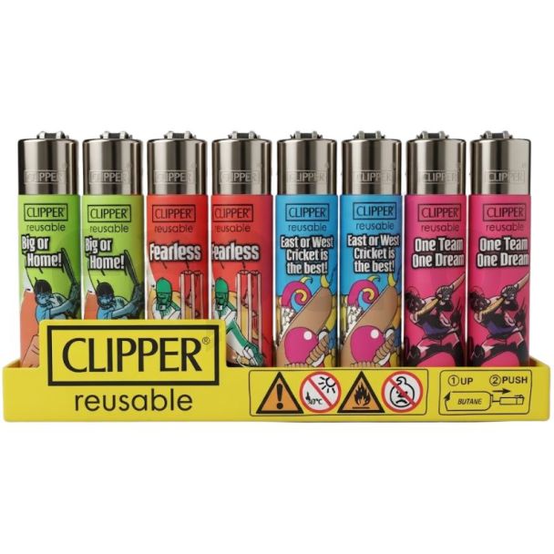 Clipper Reusable Cricket League Design Lighters - Assorted