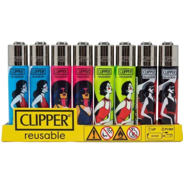 Clipper Reusable Fashion Girl Design Lighters - Assorted