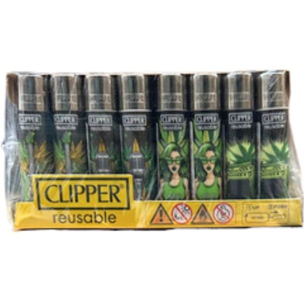 Clipper Reusable Green Music & Leaf Design Lighters - Assorted