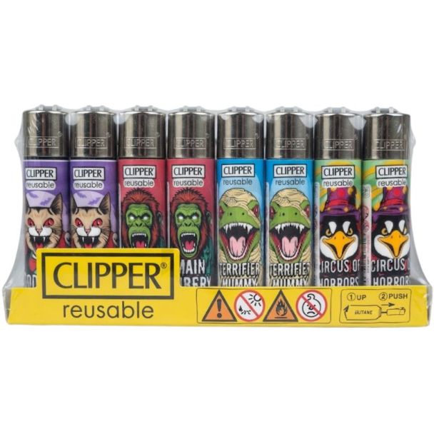 Clipper Reusable Hollywood Animals Design Lighters - Assorted