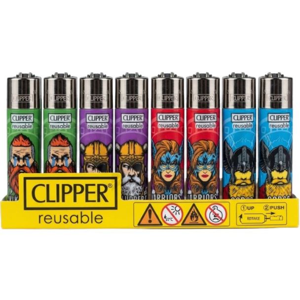 Clipper Reusable Kings Of Valhala Design Lighters - Assorted