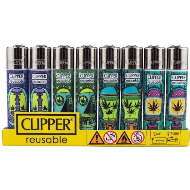 Clipper Reusable Leaf Engine Design Lighters - Assorted