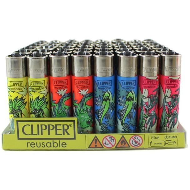 Wholesale Clipper Reusable Lighters "Animal Leaves" Design - Assorted 