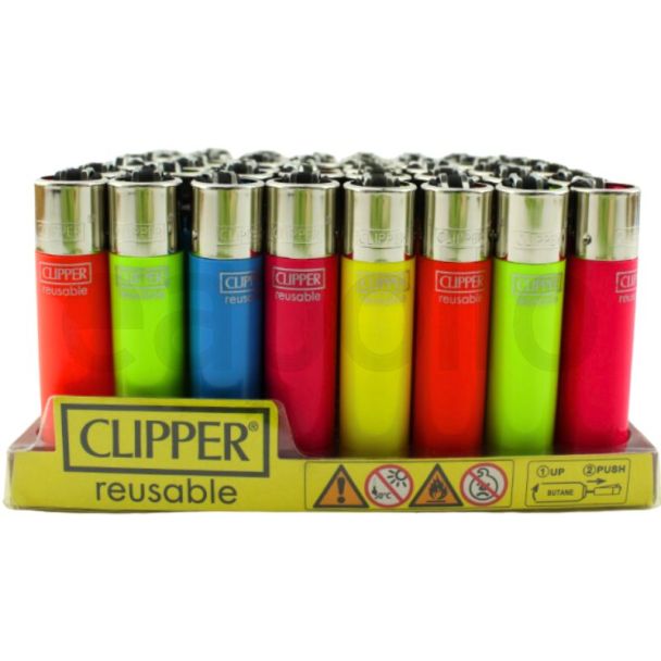 Clipper Reusable Lighters ''Plain'' Design - Assorted Colour