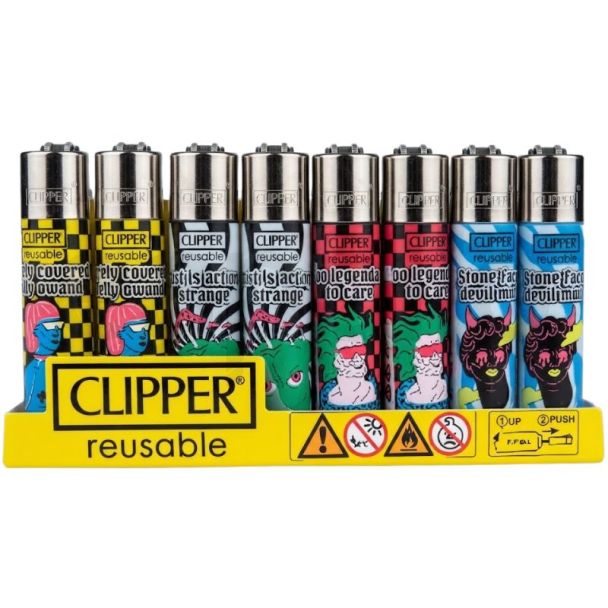 Clipper Reusable Marble Status Design Lighters - Assorted