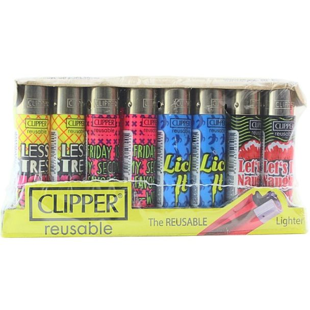 Clipper Reusable More Life and Naugthy Quotes Design Lighters - Assorted