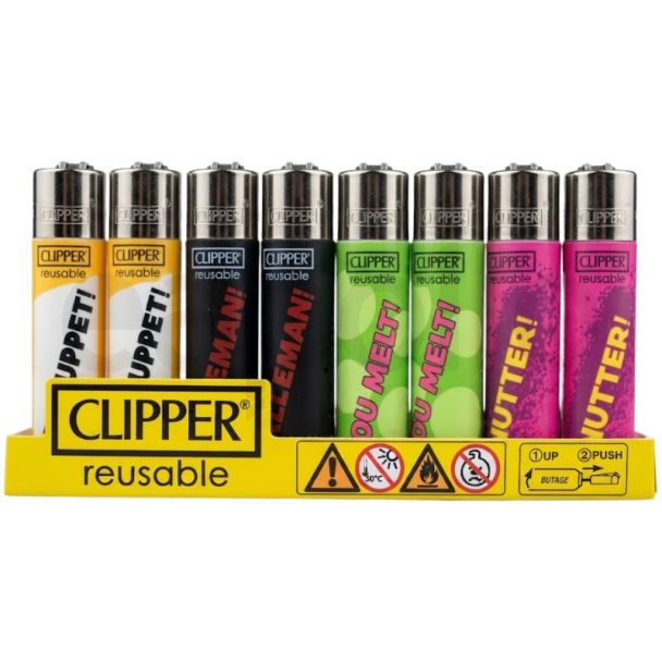 Clipper Reusable "Naughty Words 10" Design Lighters - Assorted