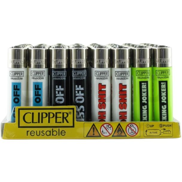 Clipper Reusable "Naughty Words" Lighters - Assorted 