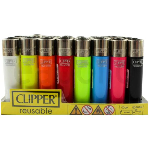 Clipper Reusable Plain Neon Colour Lighters - Assorted 