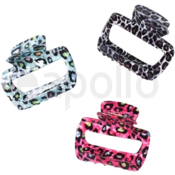 Coloured Animal Print Open Hair Clamp – Assorted 6.5cm