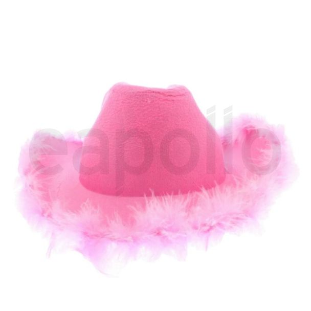 Cowboy Hat with Fur Outline - Pink