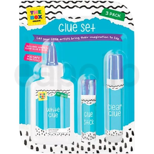 Craft Glue Set with White Glue, Clear Glue &amp; Glue Stick (Pack of 3)