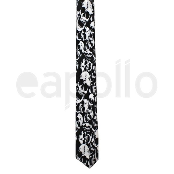 Crazy Laughing Skulls on Black Tie