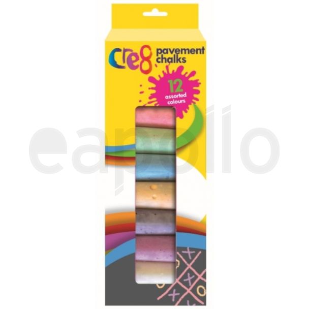 Cre8 12pcs Coloured Jumbo Pavement Chalk - Assorted (12pcs)