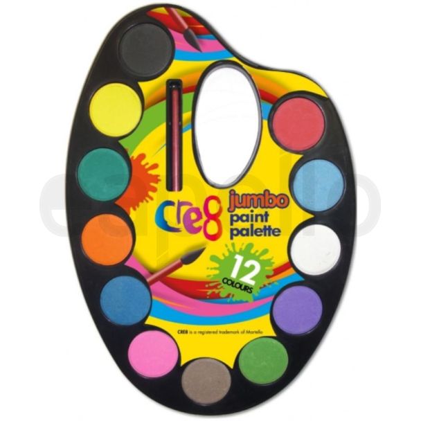 Cre8 Jumbo Paint Palette Set - 12 Colours