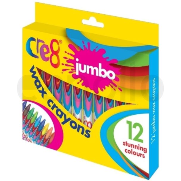 Cre8 Jumbo Wax Crayons (Pack of 12) - Assorted Colours