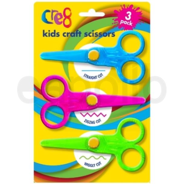 Cre8 Kids Craft Scissors 3pcs - Assorted