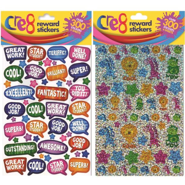 Cre8 Reward Stickers -  Assorted (6 Sheets)