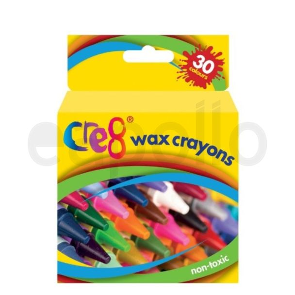 Cre8 Wax Crayons (Pack of 30) - Assorted Colours