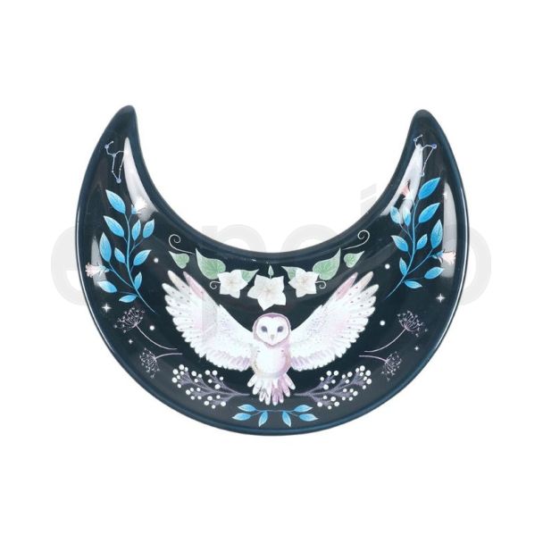 Crescent Moon Owl Print Trinket Dish