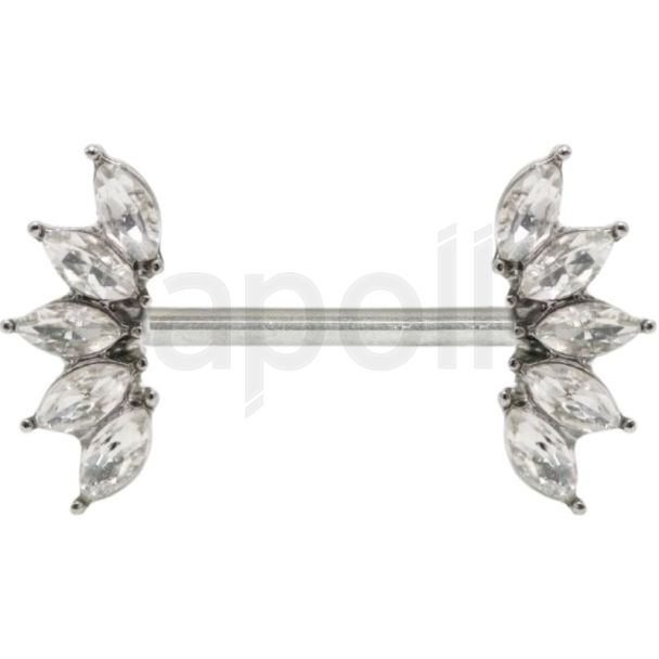 Crystal Petal Nipple Bar – Silver 14mm