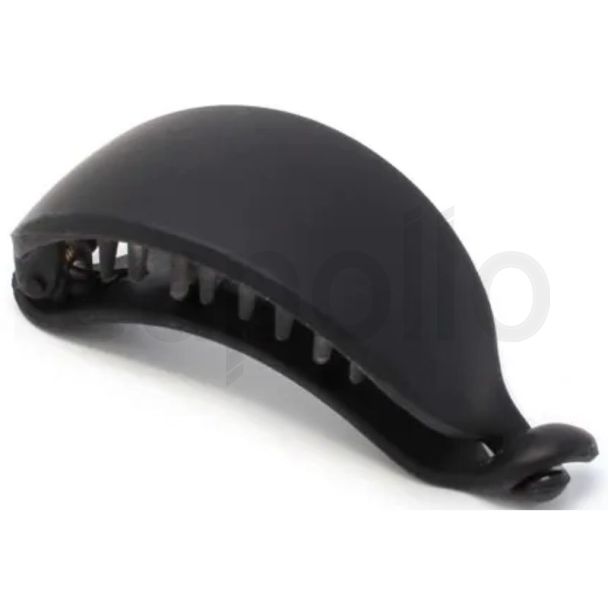 Curved Ponytail Hair Clip With Teeth - Black (8cm)