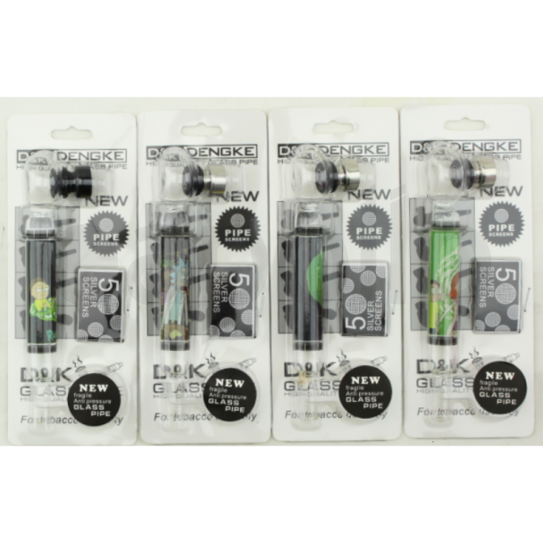 D&K R and M Design Glass Pipe with Silver Screen- Assorted