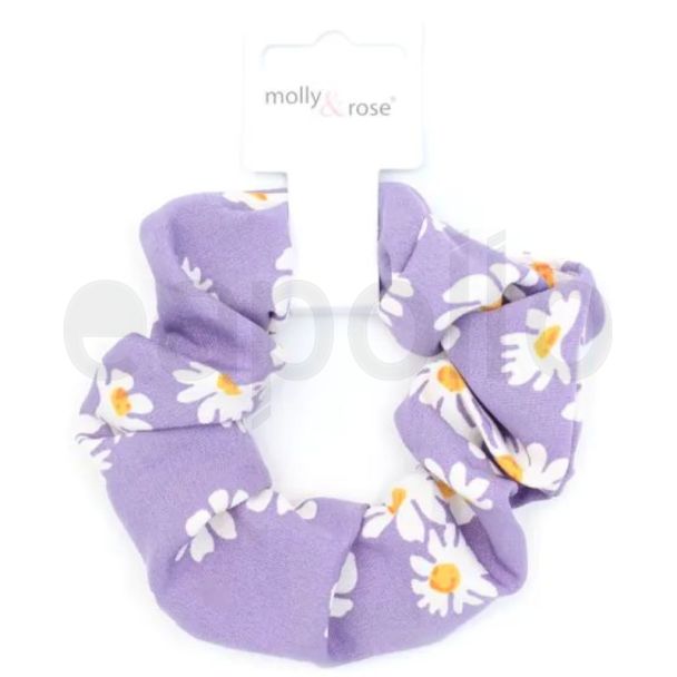 Daisy Print Fabric Hair Scrunchie - Assorted - 10cm