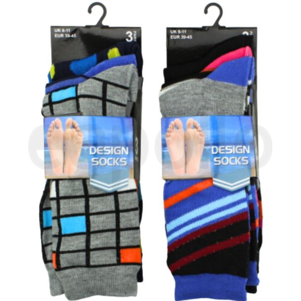 Design Socks for Men - Assorted Design & Colour (3 Pack)