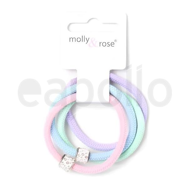 4pcs Diamante Hair Elastics Assortment - 0.4cm x 4.5cm