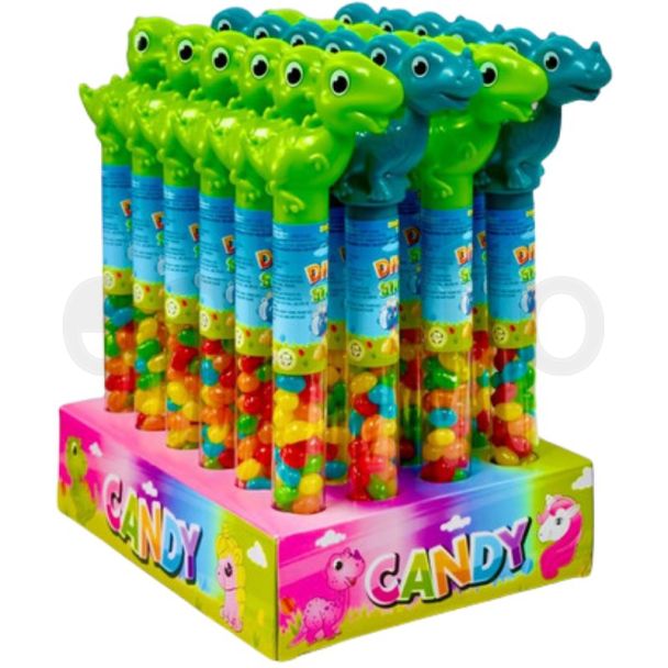 Dinosaur Candy Stick with Jelly Beans – Pack of 24 (25cm)