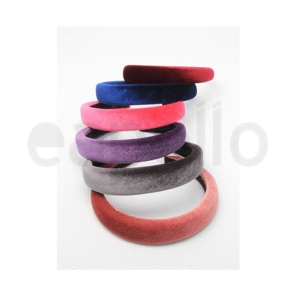 2.5cm Wide Velvet Padded Aliceband - Assorted Colours