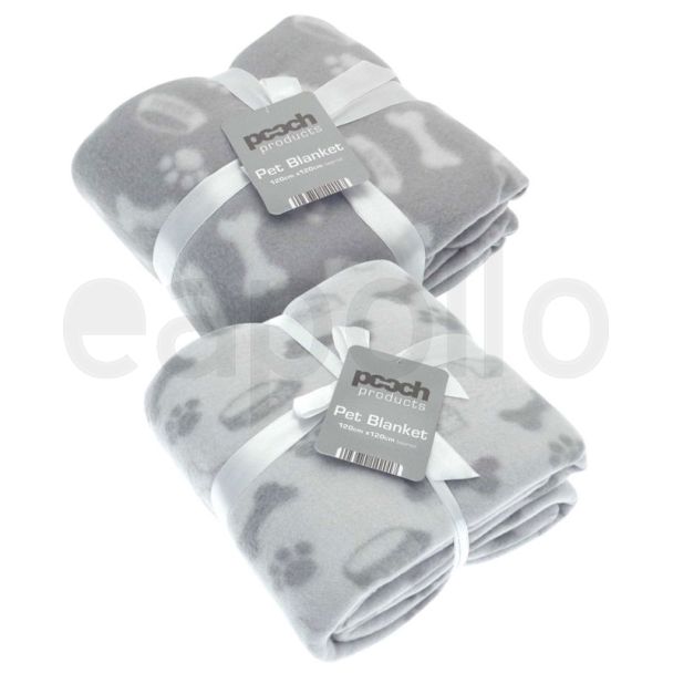 Dog Bone, Paw Print Design Pet Blankets 120x120cm - Assorted Colours Mix 2