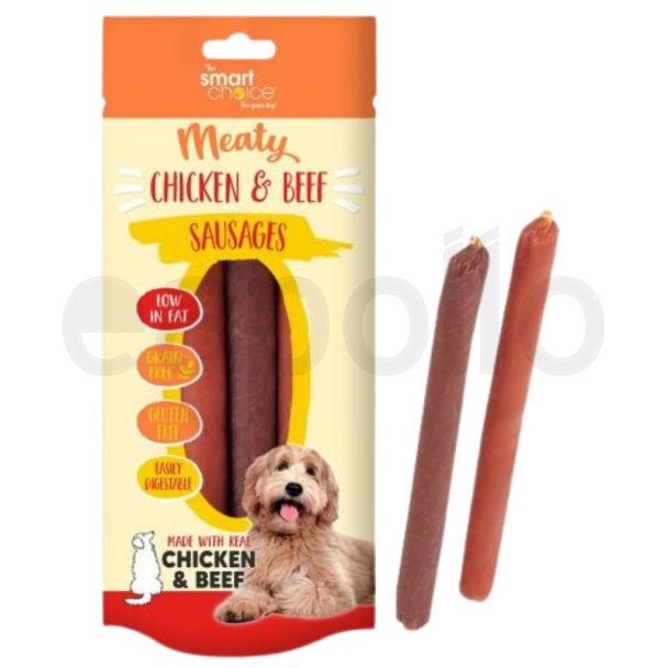 Dog Treats - Smart Choice Meaty Chicken & Beef Sausages - 148g (BB-10/108/2026)