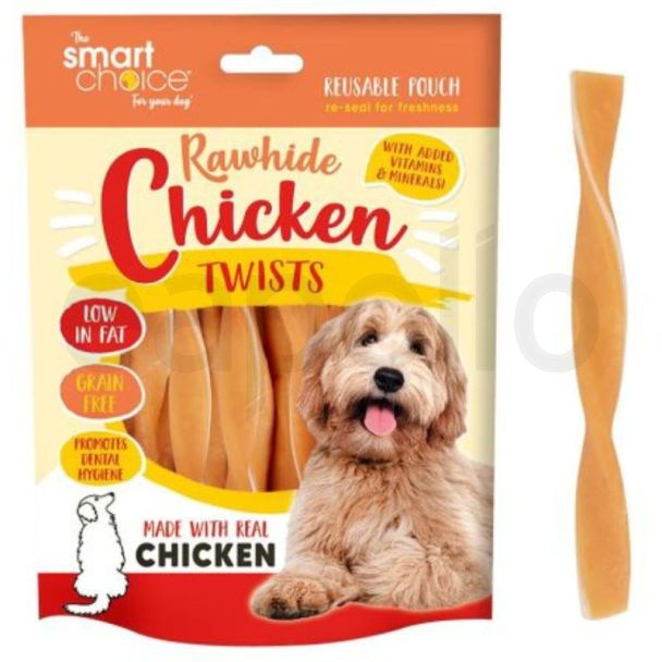 Dog Treats - Smart Choice Rawhide Chicken Twists - 120g 