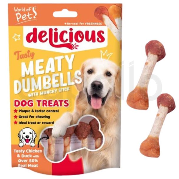 Dog Treats - World of pets Chicken & Duck Meaty Dumbbell - 80g