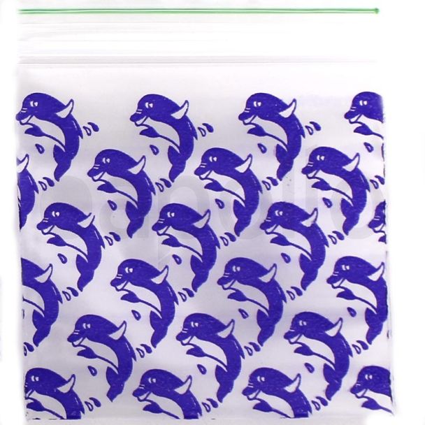 Wholesale Grip Seal Printed Resealable Bags - Dolphin (2'' x 2'')