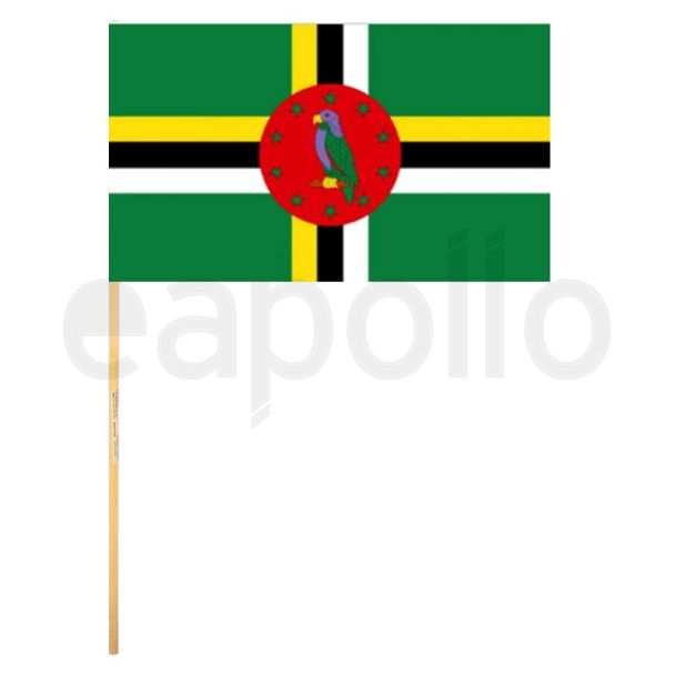 Dominica  Hand Flag With Wooden Stick