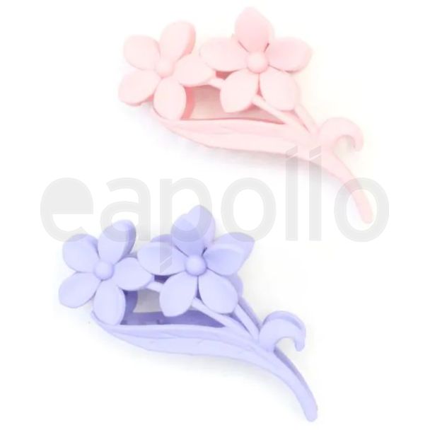 Double Flower Design Clamp -  Assorted Colours (11cm)