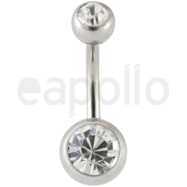 Double Jewelled Belly Bar – Clear 10mm