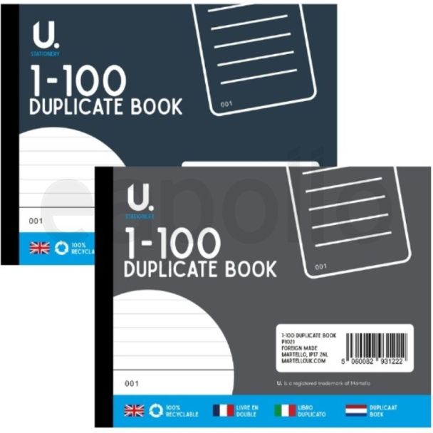 Duplicate Book 1–100 Carbon Copy Glued Binding - Assorted