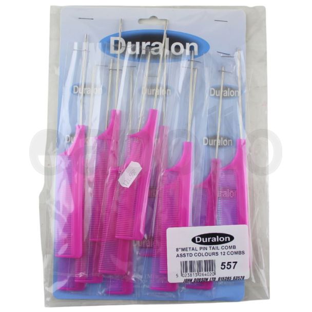 Duralon 8" Metal Pin Tail Comb – Assorted