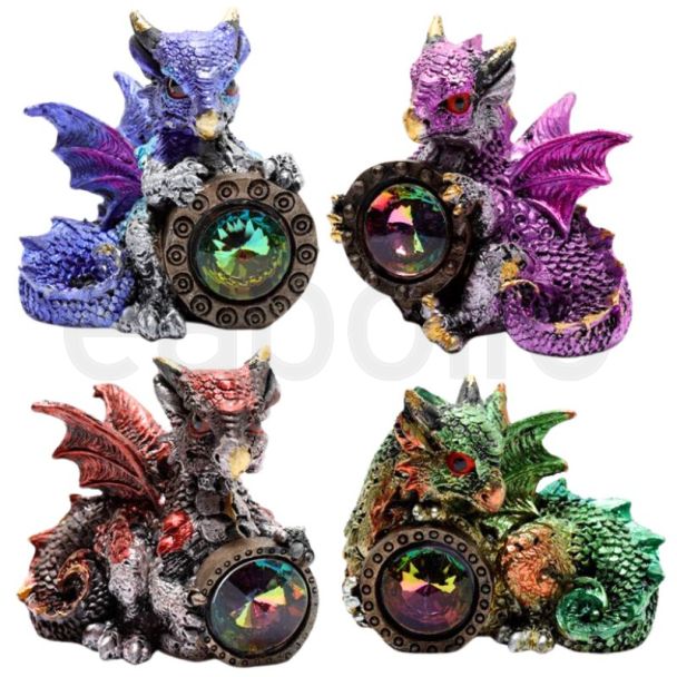 Elements Gemstone Shield Dragon Figurine 4.5cm - Assorted 