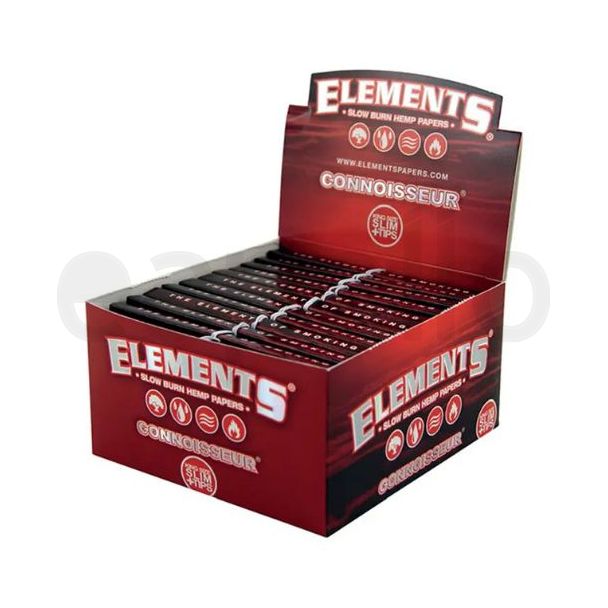 Elements Red King Size Slim Connoisseur Rolling Papers + Tips - 24 packs