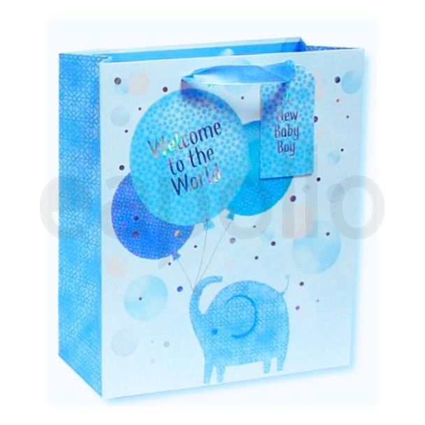 ''Welcome To The World'' Baby Boy Sky Blue Gift bag (Large)
