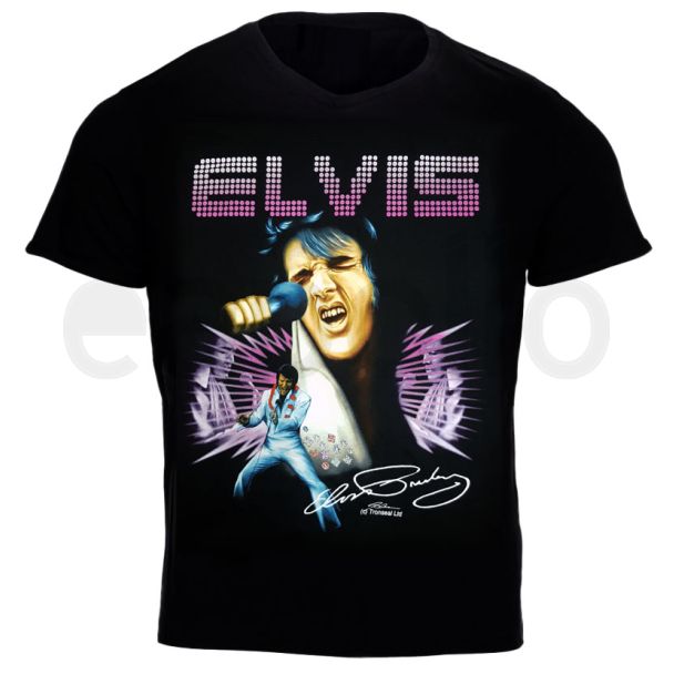 Elvis Presley T-Shirt with Printed Signature - Large