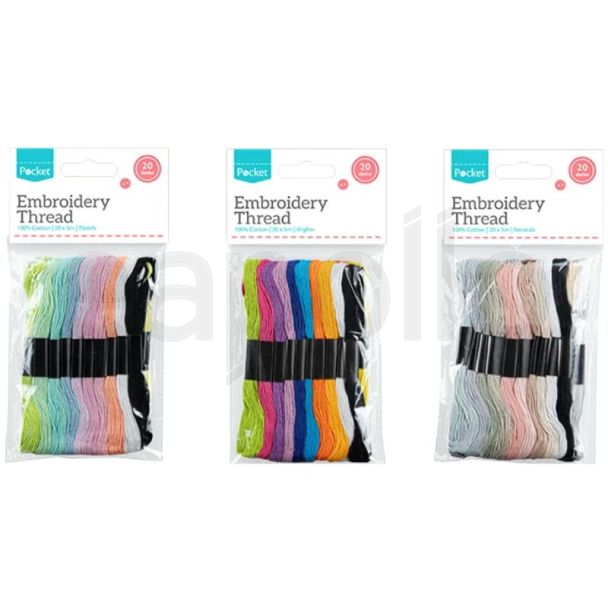 Embroidery Thread Assorted Colours Set – Pack of 20
