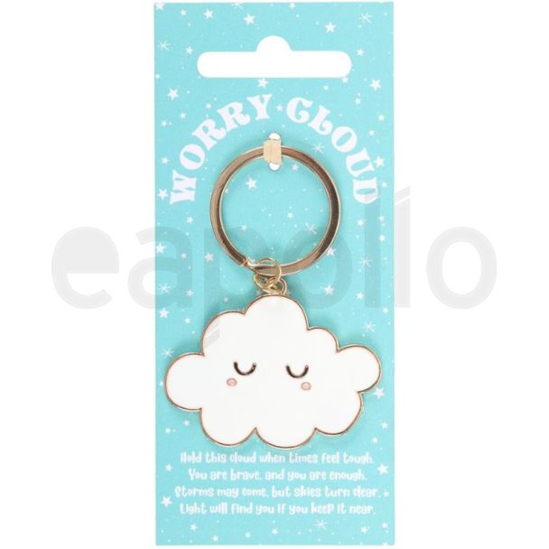 Enamel Cloud Worry Keyring Charm